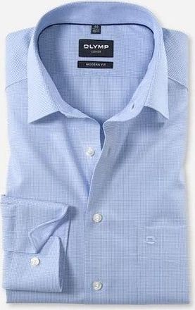 Olymp Businesshemd OLYMP Luxor modern fit, Herren, Gr. 37, N-Gr, blau (bleu), Web, Obermaterial: 100% Baumwolle, Hemden Businesshemd