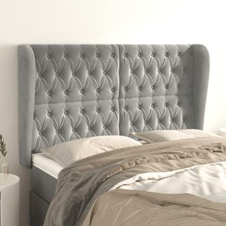 vidaXL Cabecero Con Orejas De Terciopelo Gris Claro 163x23x118/128 Cm Vidaxl