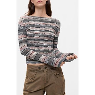 Desigual Wavy Stripe Sweatshirt in Dark Grey at Nordstrom, Size X-Large