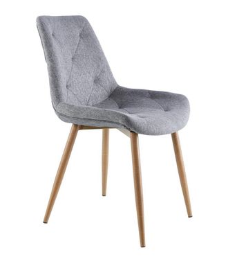 Home Heavenly Home Heavenly - Pack 4 Sillas Comedor Marilyn. Tapizado Extra Suave Dise&ntilde;o Rombos. Patas Metal Tipo Roble. Color: Gris - Pata Madera