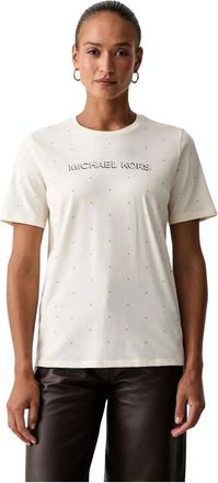 Michael Kors Klassiek Stud T-shirt - Dames - T-shirts - Beige - M - Katoen - Tops