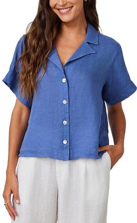 Bella Dahl Short Sleeve Flowy Button Down Linen Shirt
