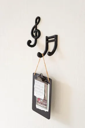 Kalalou Set Of Two Cast Iron Musical Notes Hooks