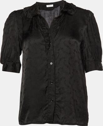 Sandro Black Floral Patterned Satin Top