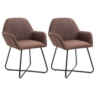 vidaXL Vidaxl - Sillas De Comedor Giratorias 2 Unidades Tela Marr&oacute;n