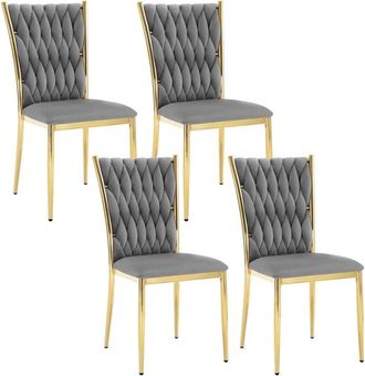 Woltu Woltu Juego De 4 Sillas De Comedor De Dise&ntilde;o Moderno En Terciopelo Gris Oscuro
