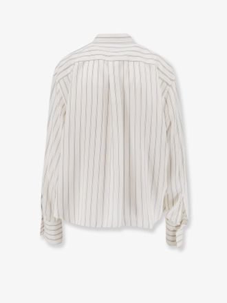 Brunello Cucinelli Womens Striped Silk Shirt White