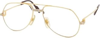 Cartier Pre-owned Santos Dubbele Neusbrug Brilmontuur - Dames - Vintage Accessoires - Geel - ONE Size - Vintage
