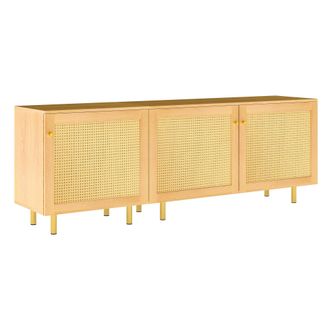STILVORA Aparador Modular Con 3 Puertas Y Estante Interior Para Comedor, En Mdf, Natural, 180 &times; 40 &times; 63 Cm
