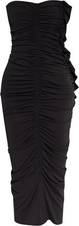 The Attico ruched midi dress - women - Polyamide/Fabric/Acetate - 40 - Black