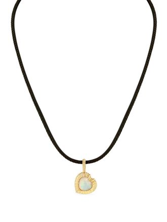 Lizzie Mandler 18K yellow gold Heart opal pendant necklace - women - Fabric/18kt Gold - One Size