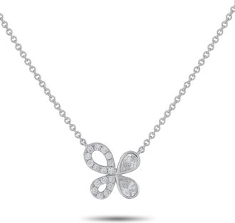 Luxury Bazaar 18K White Gold 0.95ct Diamond Pendant Necklace ANK-20466