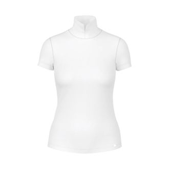 Marc Cain T-shirt met col - Dames - Tops - Wit - Maat: 2XL Katoen