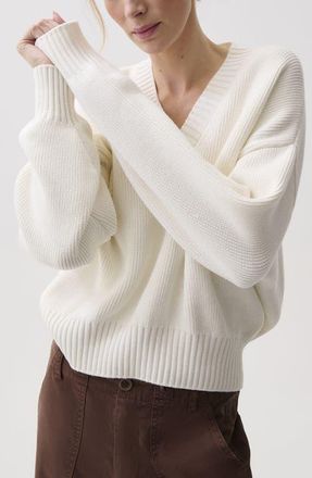 Pistola Denim Nika Cotton V-Neck Sweater in White at Nordstrom, Size X-Small
