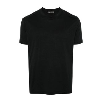 Tom Ford T-Shirts, male, Black, Size: XL Black Cotton Crew Neck T-Shirt