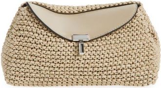 Toteme Mini T-Lock Knit Leather Clutch in Fawn at Nordstrom