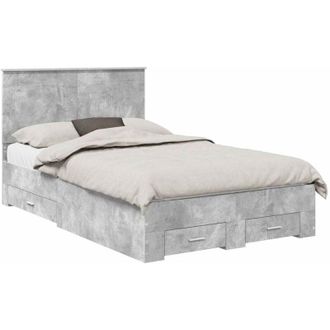 vidaXL Bed Frame Concrete Grey 120 x 190 cm Engineered Wood vidaXL