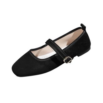 Generic Mary Jane Shoes for Women Wide Fit Comfortable Pumps Shoes Solid Color Lightweight Breathable Casual Foldable Ballet Flats Work Outdoor Black