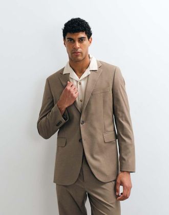 Mango Milan - Blazer da abito slim color fungo in coordinato-Marrone