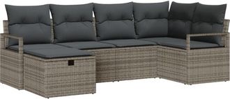 vidaXL Vidaxl - Garden Sofa Set 6 pcs Grey 232 x 122 x 85 cm Poly rattan