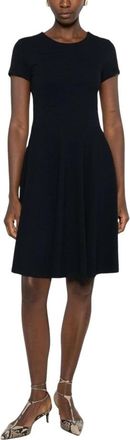 Emporio Armani Textured Fit and Flare Jurk - Dames - Korte kleedjes - Blauw - S - Katoen - Kleedjes