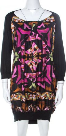 Ferragamo Multicolor Printed Silk And Knit Long Sleeve Dress