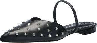 Schutz Womens Gayle Studded Mule Flat In Black/silver