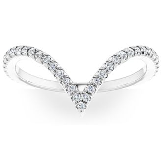 Pompeii3 1/4Ct Diamond V Shape Ring Contour Stackable Band in White, Yellow, or Rose Gold