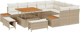 vidaXL Conjunto De Sof&aacute; De Jard&iacute;n Con Coj&iacute;n 12 Pcs Beige Polirat&aacute;n Vidaxl