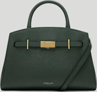 DeMellier The Small Hudson in Dark Green Small Grain Leather Crossbody bag