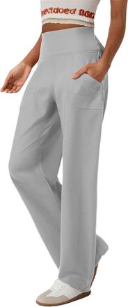 Generic Yoga Womens Butterlift High Waisted Wide Leg Pants with Pockets Yoga Comfy Casual Yoga Shorts Men Lined (Grey, L)