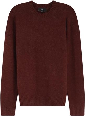 Vince Ribbed Crew Neck Knit - Heren - Ronde hals truien - Bruin - S - Wol - Truien & Vesten