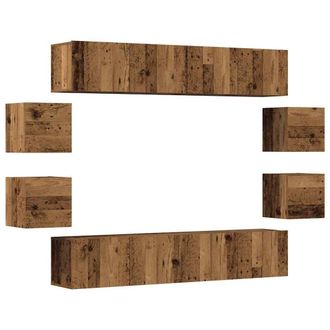 Berkfield Home Wall Mounted TV cabinets 8 pcs Old Wood Engineered Wood in Brown