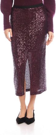 Karen Kane Sequin Midi Skirt In Eggplant
