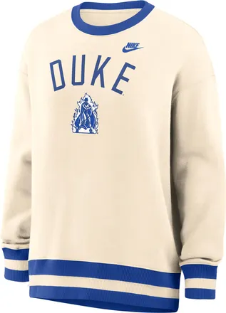 Nike Duke Legacy Nike Womens College Oversized Pullover Crew in Brown | 040H0JHNDUV-526