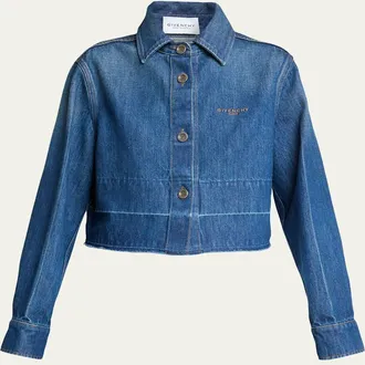 Givenchy Cropped Raw-Edge Cotton Denim Jacket