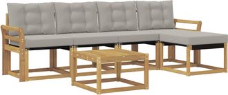 vidaXL Conjunto De Sof&aacute;s De Exterior 6 Uds. Blanco Y Gris Claro Vidaxl