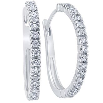 Pompeii3 1/2 cttw Diamond Hoops in 10K White or Yellow Gold 1 Tall