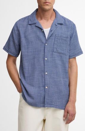Barbour Rudbek Geo Jacquard Cotton Camp Shirt in Navy at Nordstrom, Size Xx-Large