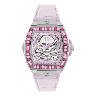 Philipp Plein Skeleton 2.0 Automatisch Horloge - Dames - Horloges - Roze - ONE Size - Leer - Accessoires