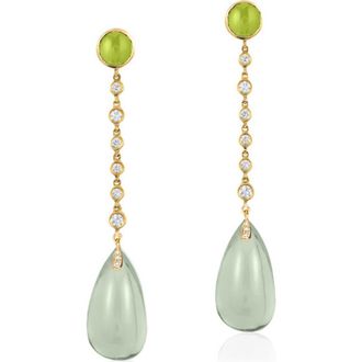 Goshwara Naughty Diamond Link & Cabochon Drop Earrings in Translucent Green at Nordstrom