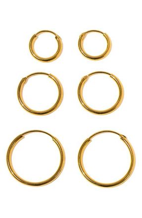 Girls Crew Endless Hoops Set of 3 Hoop Earrings in Gold at Nordstrom