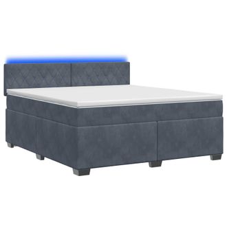 vidaXL Letto Con Box Spring, Materasso E Led Grigio Scuro 160 X 200 Cm Vidaxl