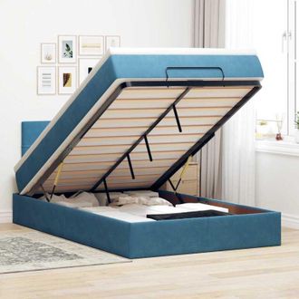 vidaXL Estructura De Cama Otomana Colch&oacute;n Terciopelo Azul Oscuro Vidaxl