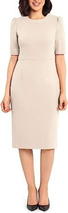 Donna Morgan Short Sleeve Sheath Dress In Horn