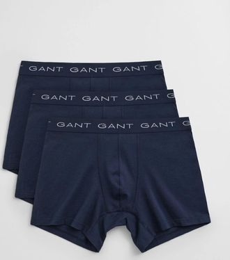 GANT Mens GANT Mens Slim Fit Cotton Jersey Boxer Briefs 3-Pack - 410 Marine - Navy - Size: 37/36/32