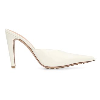 Bottega Veneta Heeled Mules, female, White, 6 1/2 UK, Pointy Toe Leather Mules
