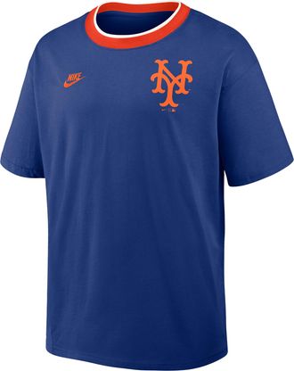 Nike New York Mets Cooperstown Ringer Nike Mens MLB T-Shirt in Blue | 045Q0ISNM98-N3R