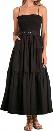 Elan Cassie Midi Smock Dress In Black