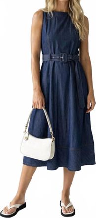 Naked Zebra Sleeveless Midi Dress In Denim Blue